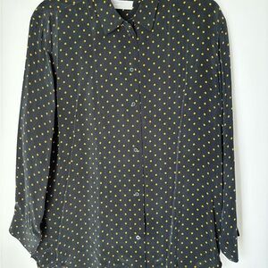 Everlane | Black Shirt with Yellow Polka Dots